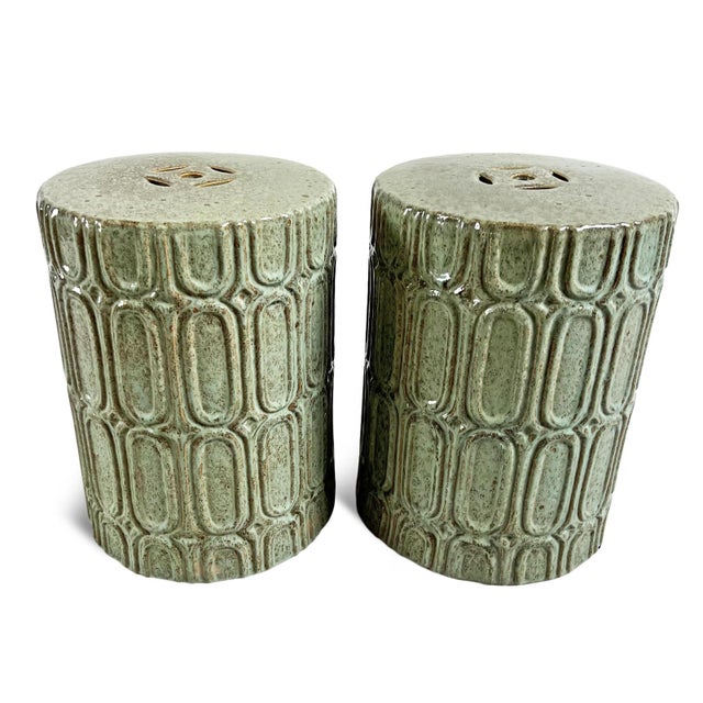 2020s Deco Mint Ceramic Garden Stool For Sale - Image 5 of 7