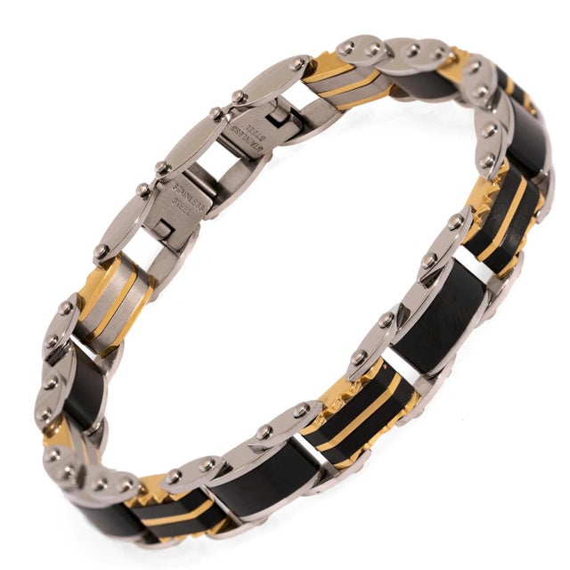 Early 21st Century Men's Fashion Icon Silver & Black Bracelet For Sale - Image 5 of 6
