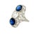 1920s 1920s Art Deco Blue Sapphire Diamond Platinum Navette Ring, Size 5.5 For Sale - Image 5 of 6