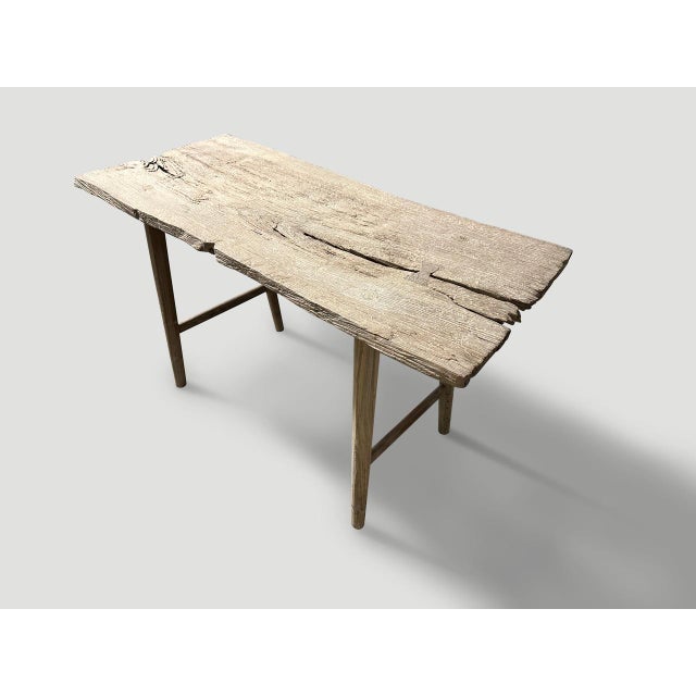 Rustic Andrianna Shamaris St. Barts Teak Wood Console Table For Sale - Image 3 of 18