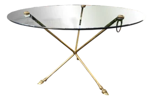 Tripod Glass and Brass Coffee Table, 1970s