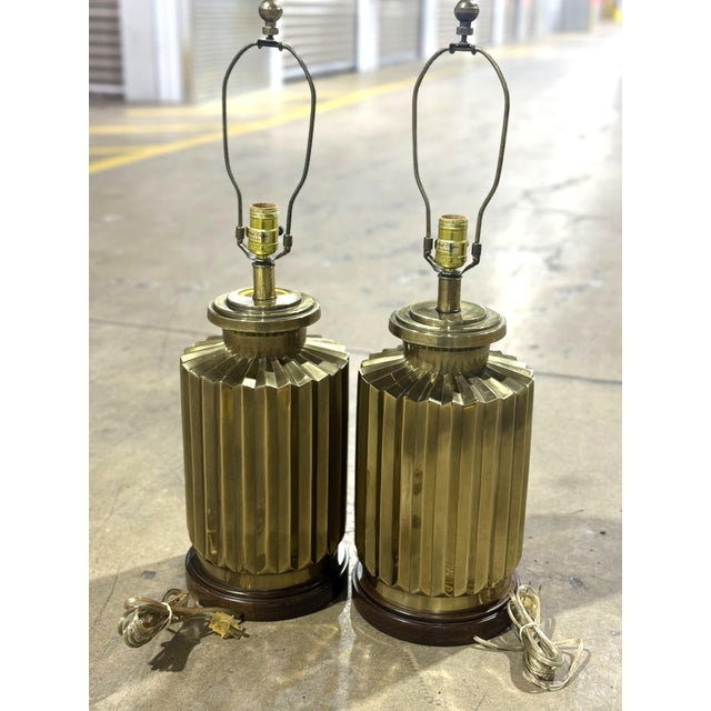 1980s 1980s Pair of Frederick Cooper Brass Lamps For Sale - Image 5 of 18