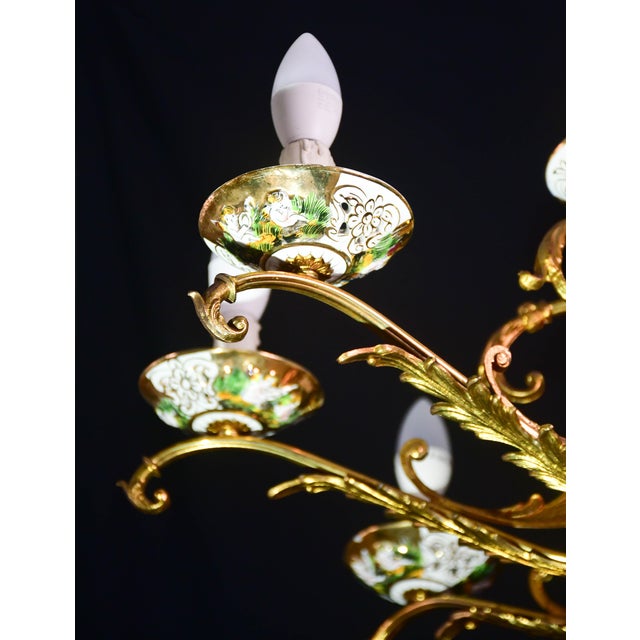 Manila, Large Size 12 Light Italian Vintage Ceramic Chandelier, 1960 For Sale - Image 6 of 18