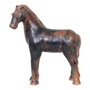 Antique 19th Century Chinese Porcelain Figure of a Horse in Mottled Brown Glaze