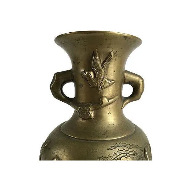 Vintage Chinese Solid Brass Flying Dragon Vase For Sale In Boston - Image 6 of 9