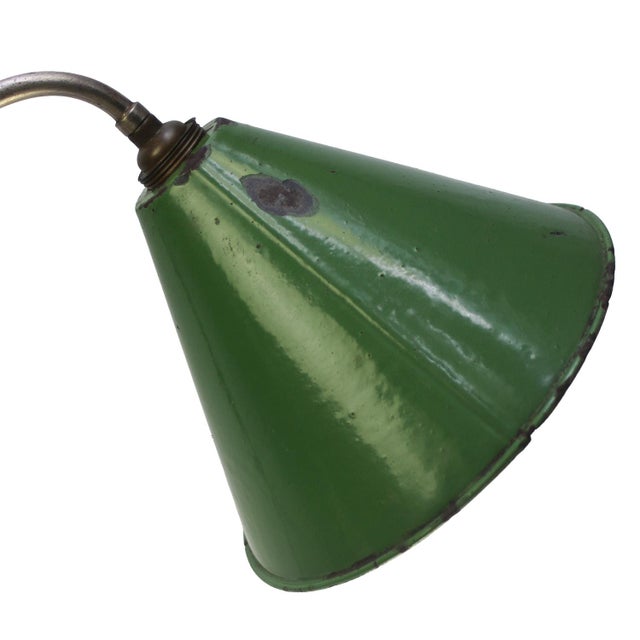 British green enamel and nickel plated brass desk light 2,5 meter black cotton flex, plug and switch Available with UK /...