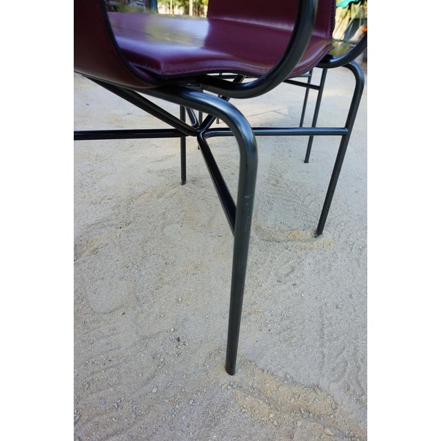 Armchairs in Bordeaux Red Leather by Ross Littell for Matteo Grassi, Steel, Italy, 1980s, Set of 2 For Sale - Image 10 of 18