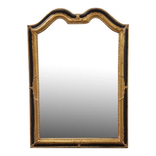 Vintage Italian Hollywood Regency Style Black and Gilt Frame Mirror For Sale