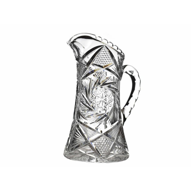Stunning elegant late early 20th century American brilliant cut glass pitcher. It's an absolutely stunning piece and will...