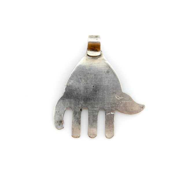 Vintage Berber Hand of Fatima/ Hamsa Sterling Silver Pendant With Abstract Foliate Motif For Sale In Los Angeles - Image 6 of 9