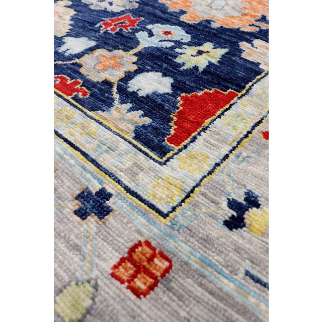 Contemporary Pasargad Home Oushak Navy Wool Area Rug- 9'11" X 14' 0" For Sale - Image 3 of 6