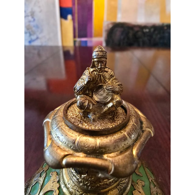 Antique Orientalist Jade Opaline Glass Perfume Bottle For Sale - Image 4 of 11