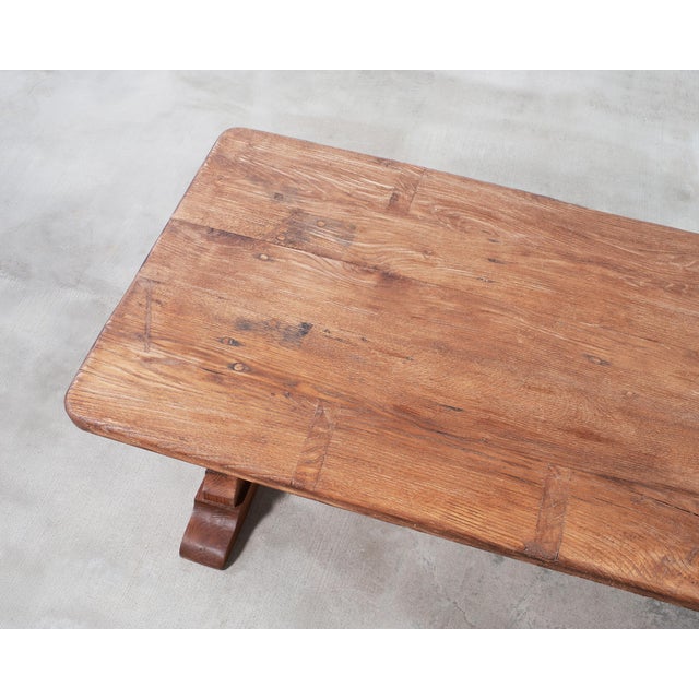 Monumental French Arts Crafts Oak Farmhouse Dining Table 9.5 Ft For Sale - Image 9 of 16