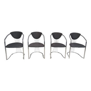Vintage Chrome Dining Chairs from Effezeta, 1970s, Set of 4 For Sale