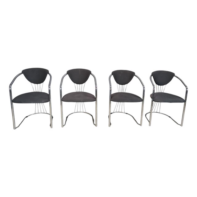 Vintage Chrome Dining Chairs from Effezeta, 1970s, Set of 4 For Sale