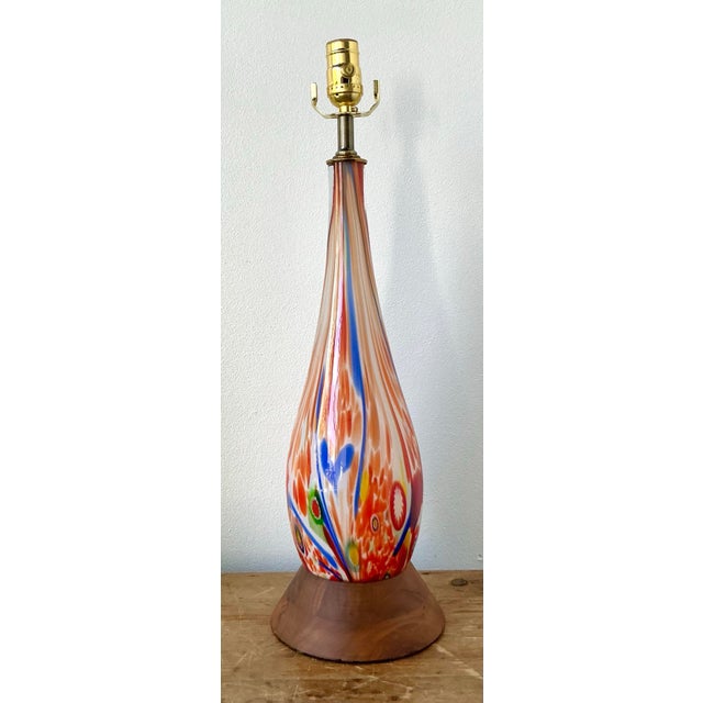 Vintage Boho Italian Glass Lamp For Sale - Image 11 of 11