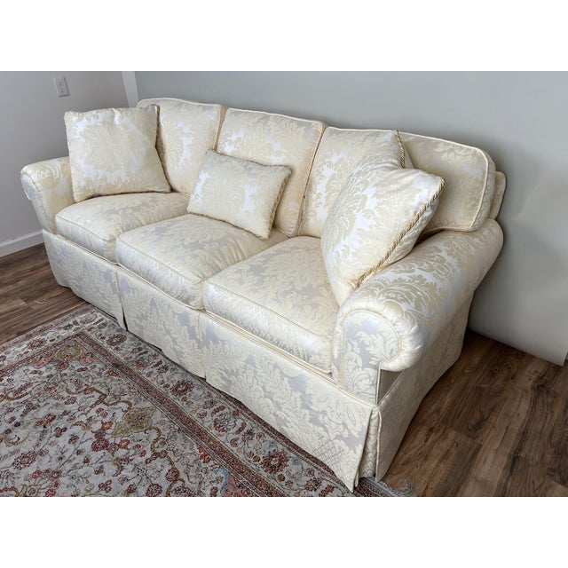 Transitional Vintage Custom Ivory Upholstered Sofa by Stickley For Sale - Image 3 of 9
