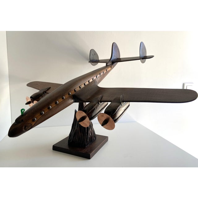 Lockheed Constellation Airplane Sculpture Model in Carved Wood, 1940 For Sale - Image 18 of 18