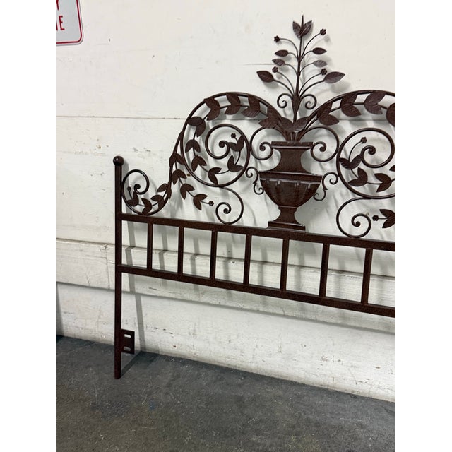 Queen Size Wrought Iron Botanical Scrollwork Headboard For Sale - Image 9 of 12