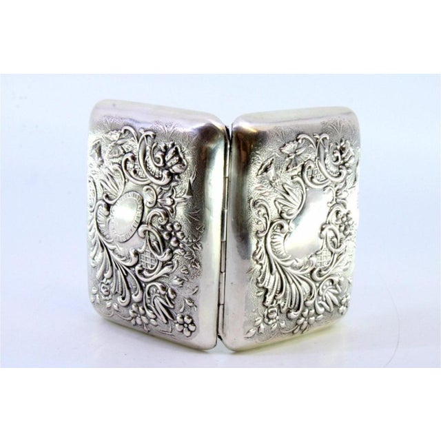 Silver Cigarette Case with Reliefs and Monogram For Sale - Image 5 of 8