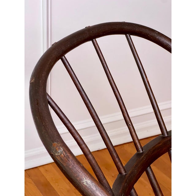 Pair of Early 20th Century Sack Back Windsor Armchairs in a Dark Finish For Sale - Image 9 of 18