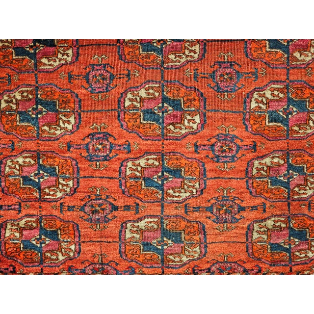 Vintage Turkmen Tekke in Allover Pattern in Red, Navy, Ivory, Blue, Pink For Sale - Image 17 of 18
