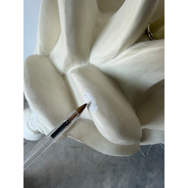 1980's Vintage Palm Beach-Style Sculptural Palm Leaf Plaster Floor Lamp For Sale - Image 9 of 13