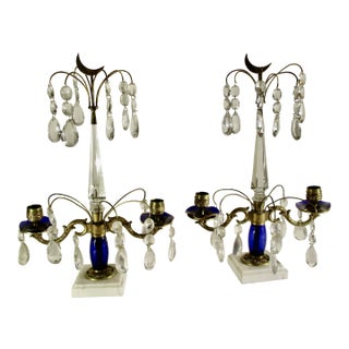 Swedish Girondals MCM With Blue and Clear Crystals - A Pair of 2 For Sale