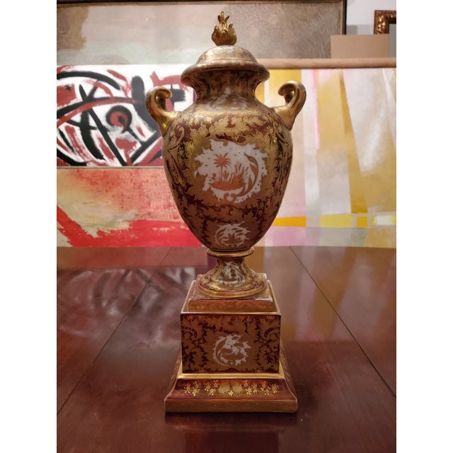 Antique Royal Vienna Gold Painted Palace Urn Girl Portrait For Sale - Image 10 of 12