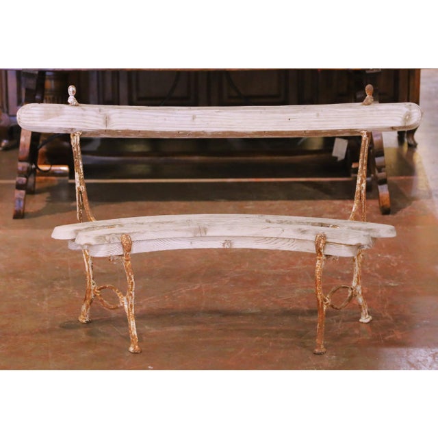 Early 20th Century French Normandy Oak and Iron Garden Bench For Sale In Dallas - Image 6 of 9