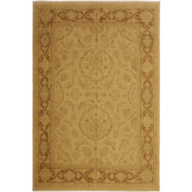 Tan 1990s Boho Chic Kafkaz Lt. Tan/Lt. Brown Wool Rug -9'3 X 11'10 For Sale - Image 8 of 8