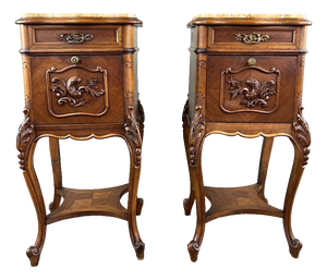 19th Century Louis XV Bedside Tables in Yellow Marble, Set of 2