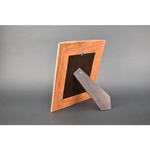 Late 20th Century Vintage Bone and Teak Wood Picture Frame Mosaic | Retro Antique Brocante Bohemian Coastal | Cabin Western Gallery Wall Photo French Inlay For Sale - Image 5 of 7