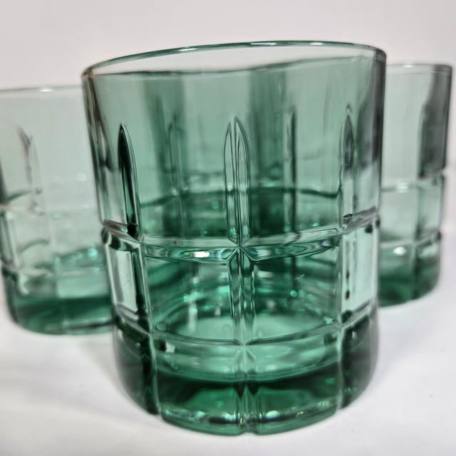 Sea Glass Green Cut Glass Lowballs- Set of Four For Sale - Image 12 of 12