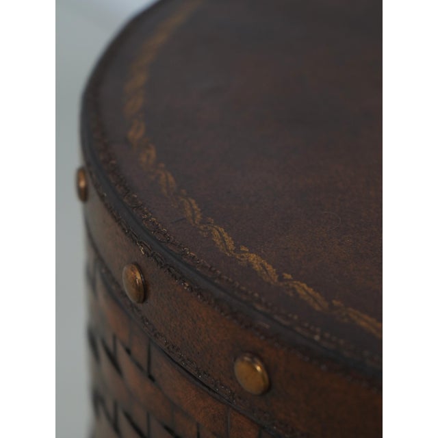 Animal Skin Vintage Leather-Wrapped Box on Stand For Sale - Image 7 of 15