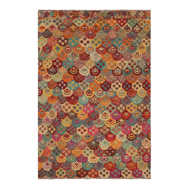 Shabby Chic Balochi Pink/Blue Wool Rug - 6'7''x9'9'' For Sale