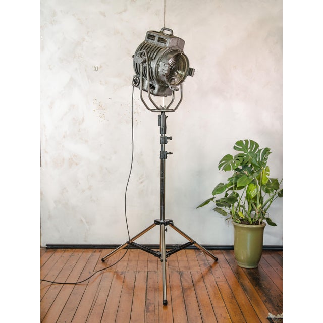 Industrial Fresnel Film Spotlight on Rolling Tripod, Munich, 1950s For Sale - Image 3 of 17