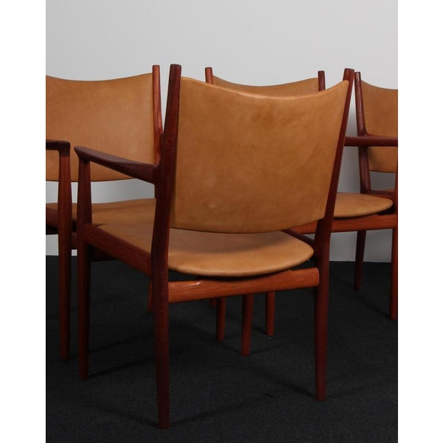 Brown Model JH513 Chairs in Mahogany and Leather attributed to Hans J. Wegner, 1960s, Set of 4 For Sale - Image 8 of 10
