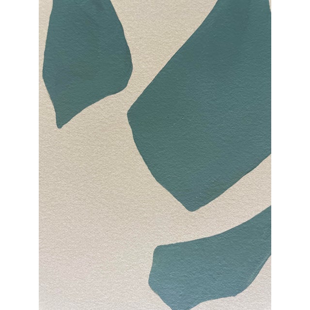 Abstract minimalist botanical painting on French hand crafted cotton paper. Framed in a gold frame. All works on paper are...