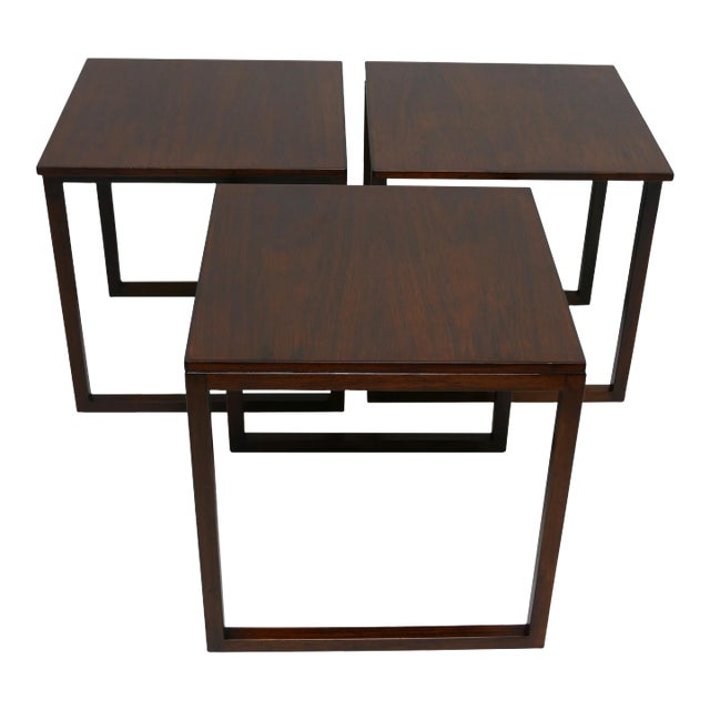 Midcentury Danish Modern Rosewood Nesting Tables - Set of 3 For Sale
