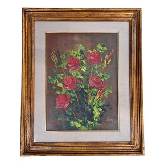Walter, Red Roses, 1985, Oil on Canvas, Framed For Sale