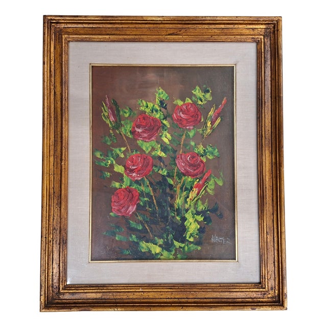 Walter, Red Roses, 1985, Oil on Canvas, Framed For Sale