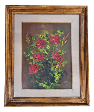 Walter, Red Roses, 1985, Oil on Canvas, Framed