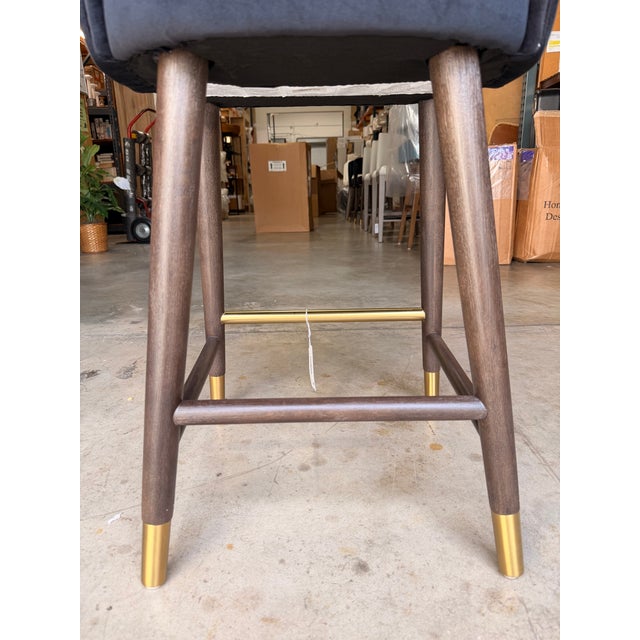 SUNPAN Sunpan Modern Home Black Velvet Counter Stool For Sale - Image 4 of 6