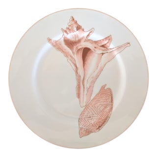 Fitz and Floyd Coquille Peach Conch Shell Decorative Porcelain Plate For Sale