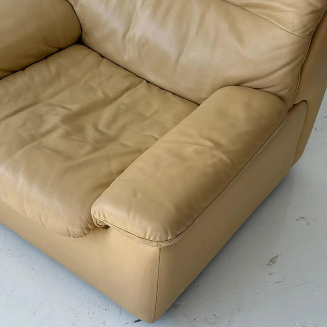 c. 1970s. Switzerland. Full buffalo leather construction, matching sofa available.