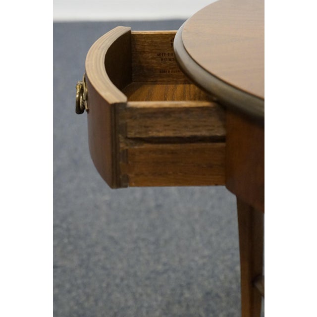 Brown Baker Milling Road Bookmatched Walnut Traditional Style 26" Round Accent End Table For Sale - Image 8 of 13