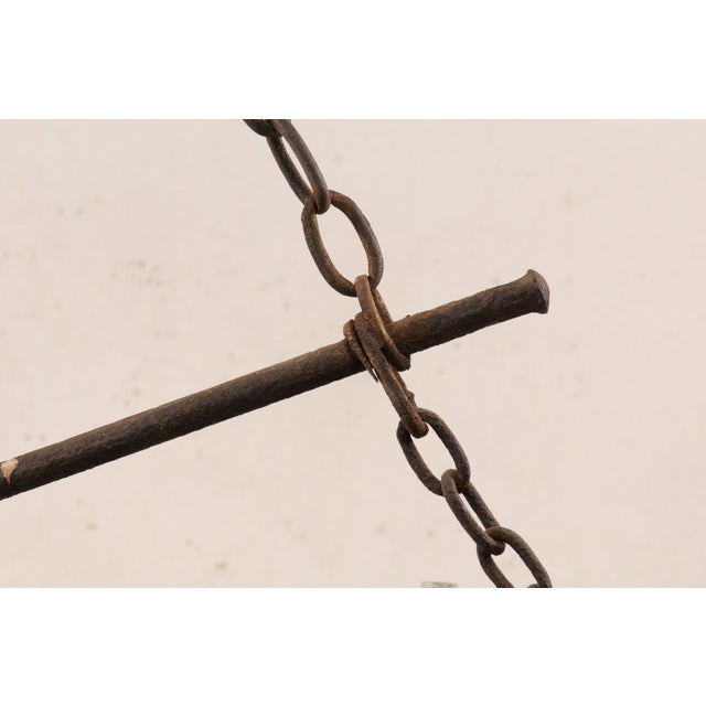 Mid 20th Century French Oblong Wood & Iron Chandelier For Sale - Image 4 of 11