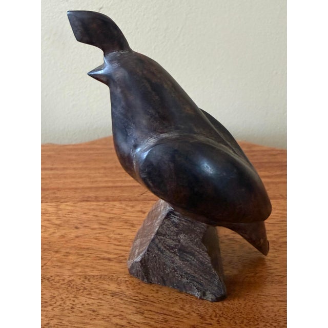 Wood Midcentury Hard-Carved Wooden California Quail For Sale - Image 7 of 7