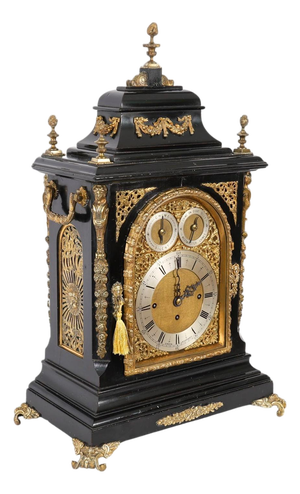 Antique Ormolu Mounted Ebonised Gilt Bronze Chiming Mantel Clock, C1860